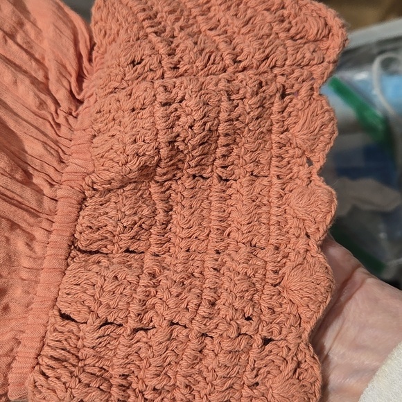 FREE PEOPLE Megan Crochet Top Shirt / Coral Sand S - Picture 11 of 12